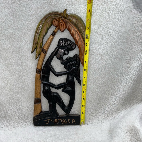 Jamaica carved wood couple kissing under a coconut tree 15" folkart - Picture 3 of 11